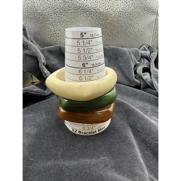 Vintage Lot Bangle Bracelet Asymetrical Chunky Large Runway Resin Boho Lagenlook - Picture 2 of 5